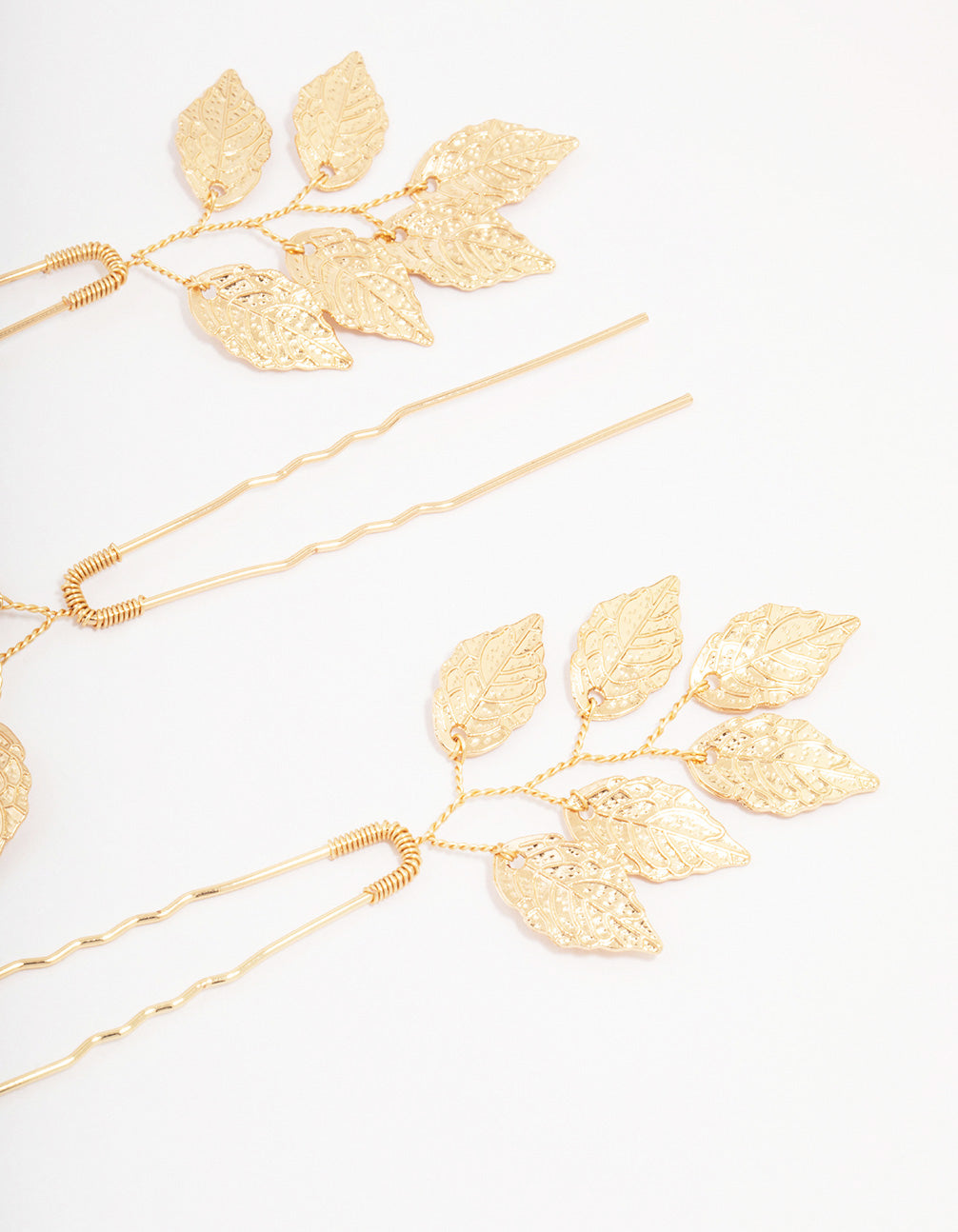Gold Metal Leaf Hair Pin 3-Pack