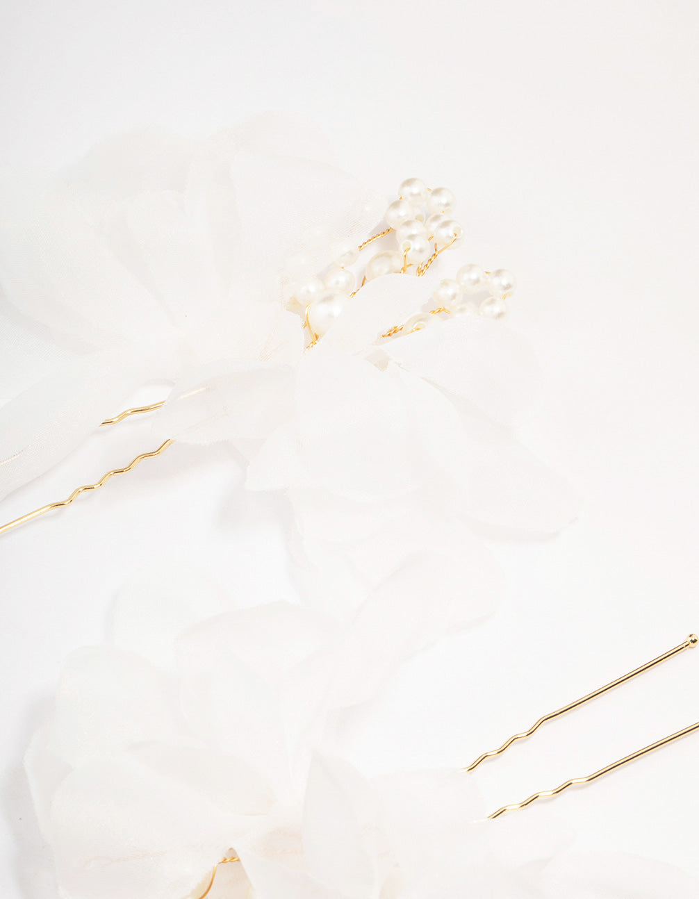 Gold Pearl & Flower Hair Pin Pack