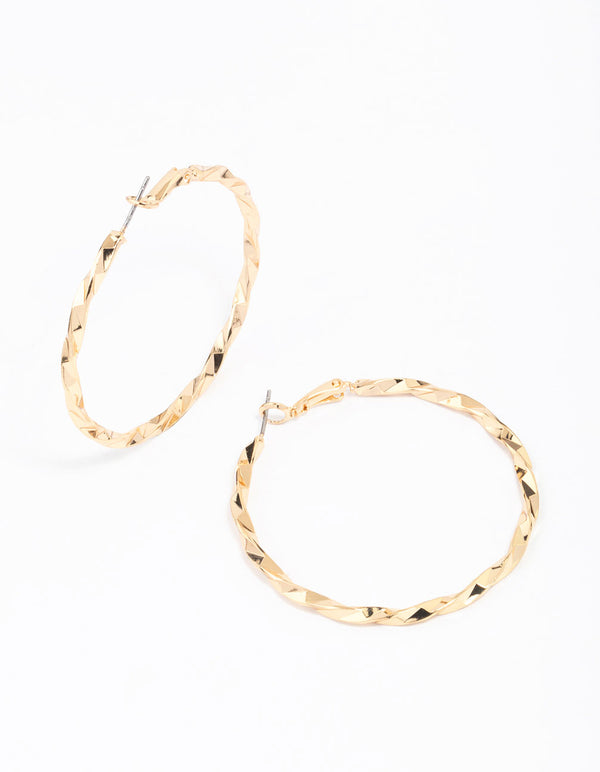 Gold Wrapped Medium Hoop Earrings