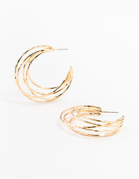 Gold 3 Row Original Hoop Earrings - link has visual effect only