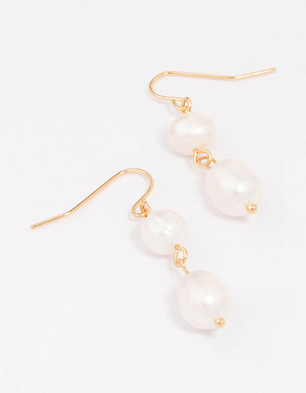 Gold Freshwater Pearl Drop Earrings