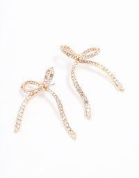 Gold Diamante Bow Stud Earrings - link has visual effect only