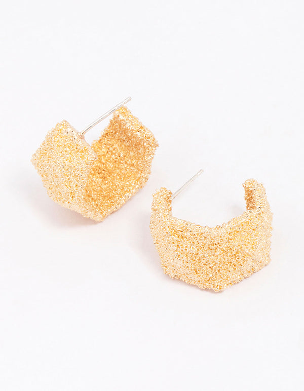 Gold Hammered Small Hoop Earrings