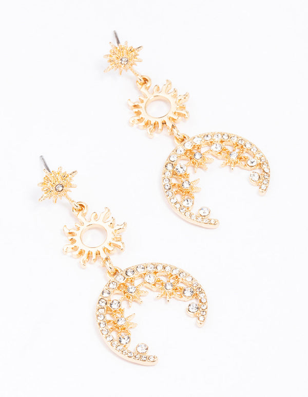 Gold Celestial Drop Earrings