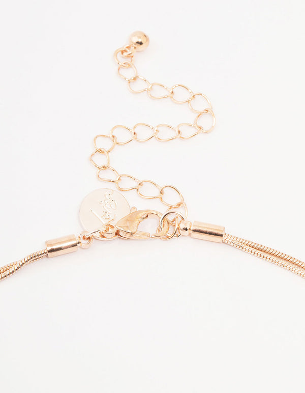 Rose Gold Plated Double Layer Single Pearl Necklace