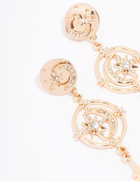 Gold Diamante Celestial Moon Drop Earrings - link has visual effect only