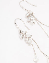 Silver Cubic Zirconia Leaf & Pearl Drop Earrings - link has visual effect only