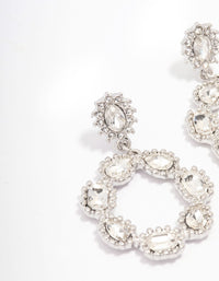 Rhodium Multi Diamante Circle Drop Earrings - link has visual effect only