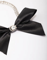 Silver Fabric Bow Choker Necklace - link has visual effect only