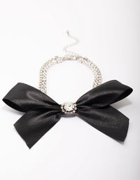 Silver Fabric Bow Choker Necklace - link has visual effect only