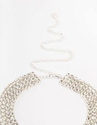 Silver Multi Row Diamante Necklace - link has visual effect only