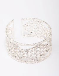 Silver Diamante Thick Wrist Cuff - link has visual effect only