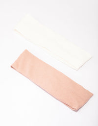 Ivory & Pink Ribbed Fabric Headband Pack - link has visual effect only