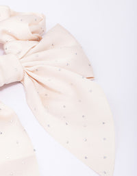 Neutral Fabric Bow Diamante Studded Scrunchie - link has visual effect only