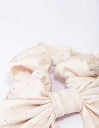 Fabric Neutral Bow Diamante Hair Scrunchie - link has visual effect only