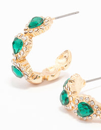 Gold Emerald Heart Hoop Earrings - link has visual effect only