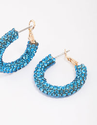Blue Diamante Medium Hoop Earrings - link has visual effect only