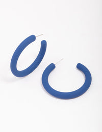 Blue Medium Smooth Hoop Earrings - link has visual effect only