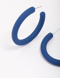 Blue Medium Smooth Hoop Earrings - link has visual effect only