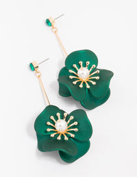 Smooth Coated Flower Drop Earrings - link has visual effect only