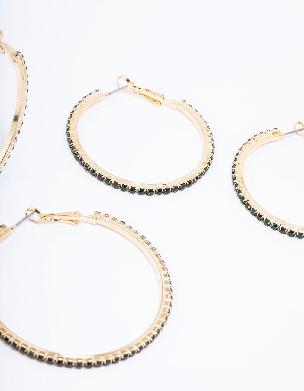 Gold Diamante Mixed Size Hoop Earring 3-Pack