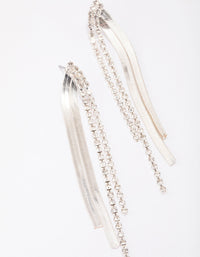 Silver Cupchain Diamante Drop Earrings - link has visual effect only