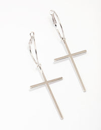 Silver Luxe Cross Hoop Earrings - link has visual effect only