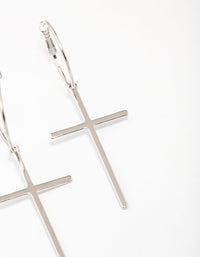 Rhodium Luxe Cross Hoop Earrings - link has visual effect only