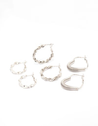 Silver Coil Heart Hoop Earring 3-Pack - link has visual effect only