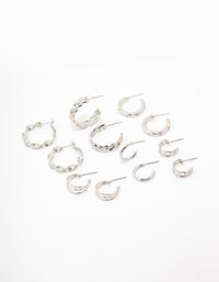Silver Twisted Chain Hoop Earring 6-Pack - link has visual effect only