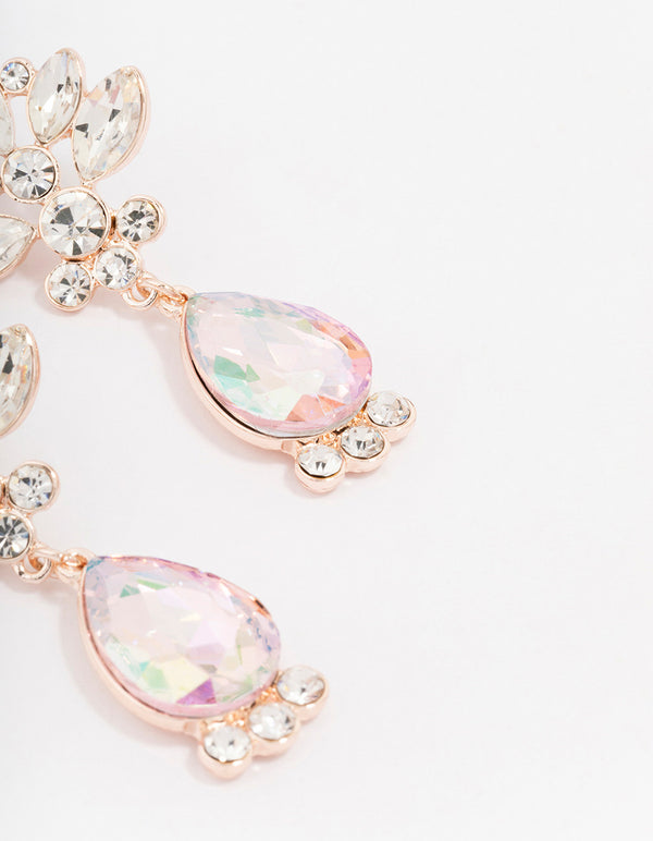 Rose Gold Pear Bloom Drop Earrings