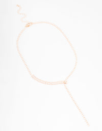 Rose Gold Cubic Zirconia Fine Baguette Lariat Necklace - link has visual effect only