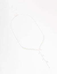 Silver Cubic Zirconia Leaf Trail Y Necklace - link has visual effect only