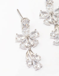 Silver Cubic Zirconia Flower Small Drop Earrings - link has visual effect only
