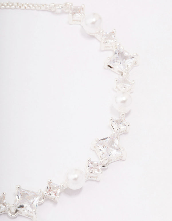 Silver Cubic Zirconia Toggle Bracelet