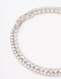 Rhodium Cubic Zirconia Double Row Bracelet - link has visual effect only