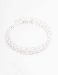 Silver Pearl Cubic Zirconia Bracelet - link has visual effect only