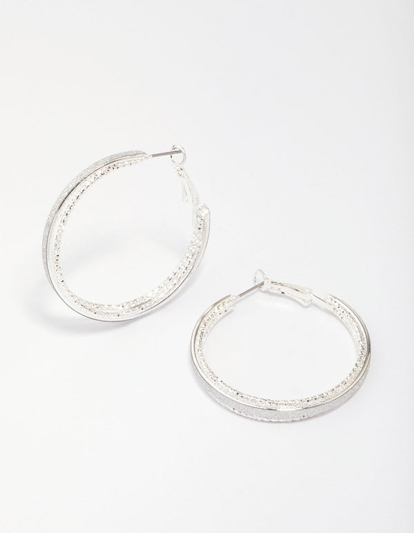 Silver Diamante Large Hoop Earrings
