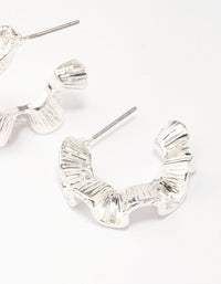 Silver Hammered Wave Hoop Earrings - link has visual effect only