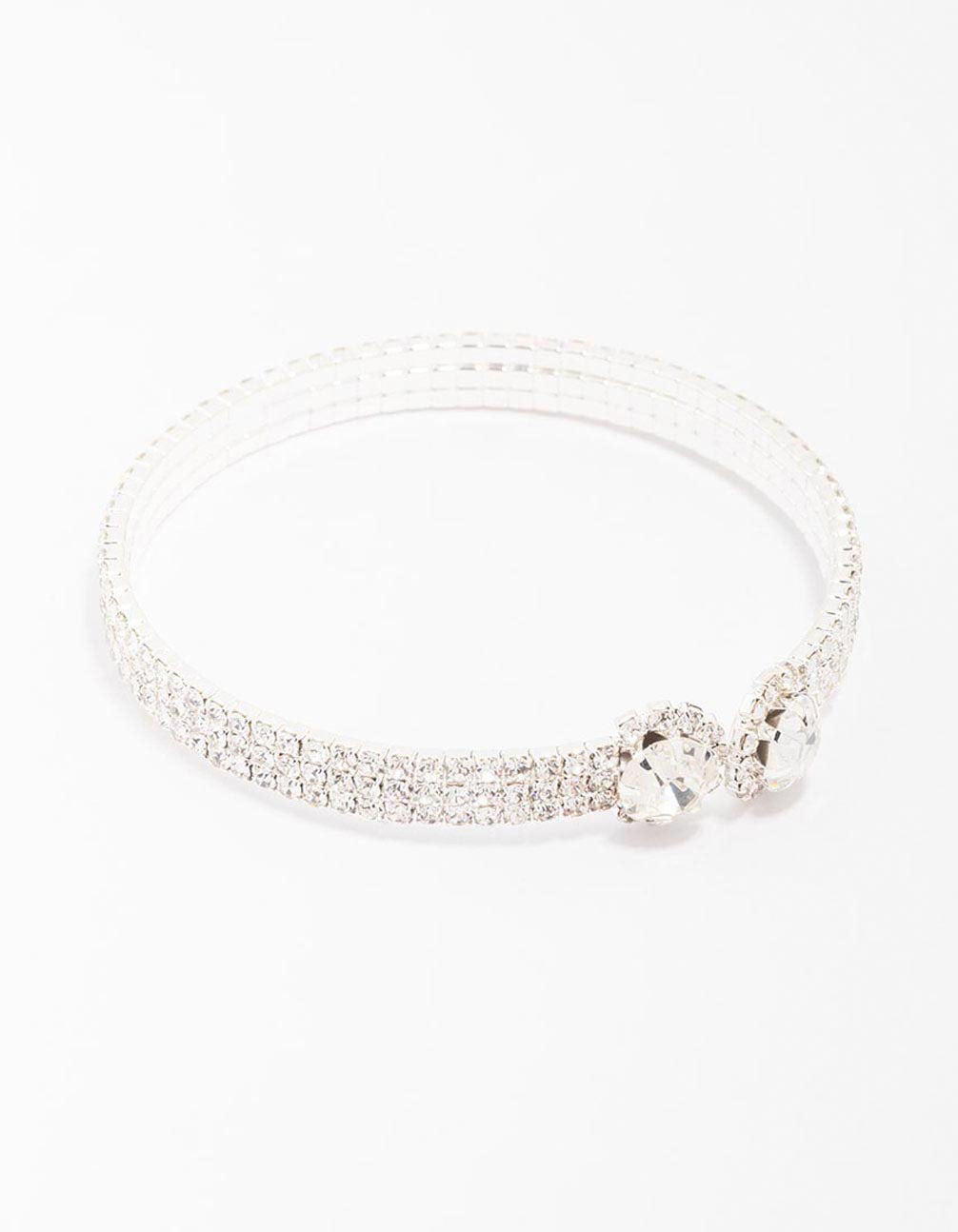 Silver Diamante Wrist Cuff