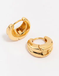 Gold Plated Brass Ribbed Hoop Earrings - link has visual effect only