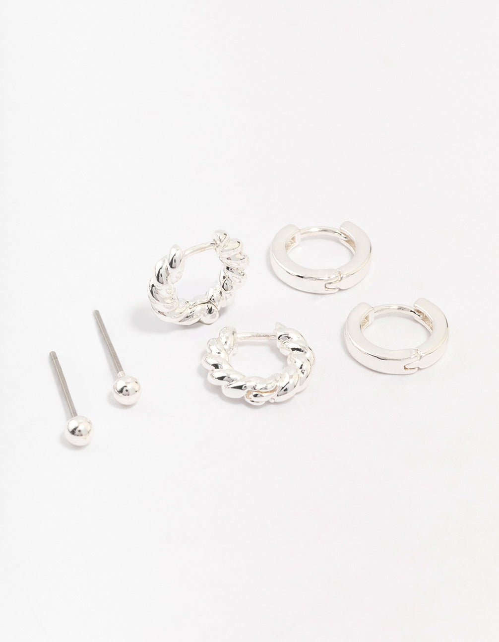 Silver Plated Brass  Twisted Earring 3-Pack