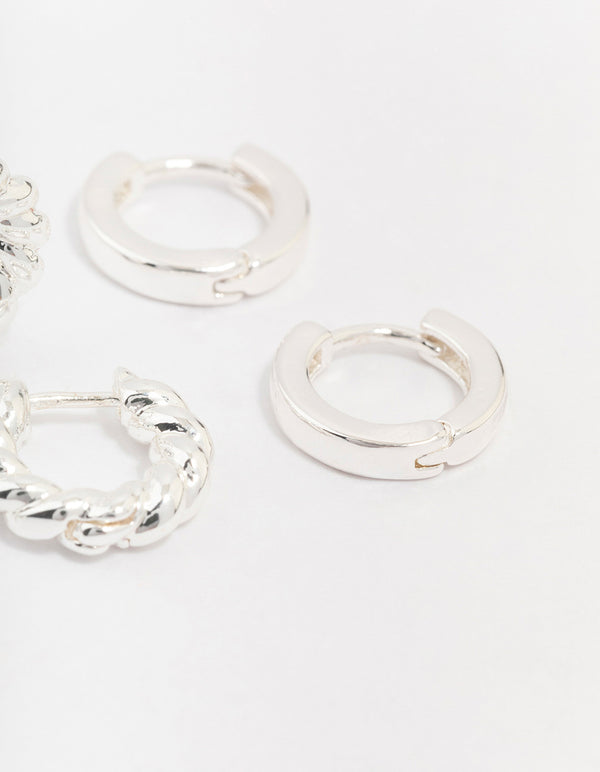 Silver Plated Brass  Twisted Earring 3-Pack