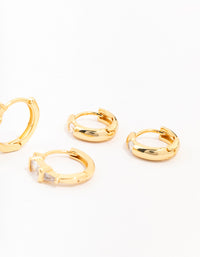 Gold Plated Brass Boho Baguette Earring 3-Pack - link has visual effect only