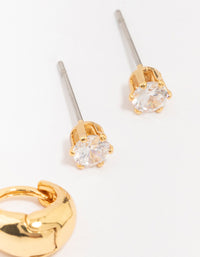 Gold Plated Brass Mini Hoop Earring 3-Pack - link has visual effect only