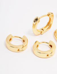 Gold Plated Brass Chunky Rope Huggie Hoop Earring 3-Pack - link has visual effect only