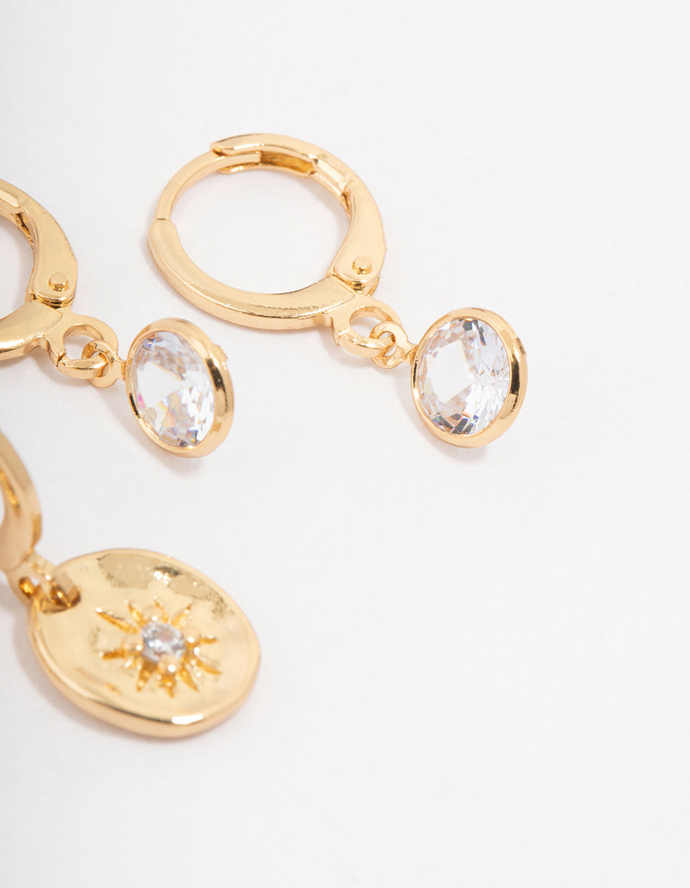 Gold Plated Brass Molten Star Drop Earring 3-Pack