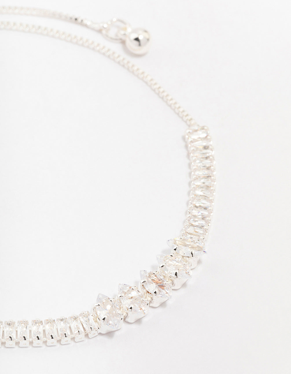 Silver Plated Brass  Tennis Marquise Baguette Bracelet