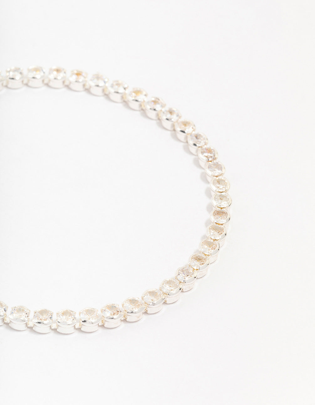 Silver Plated Brass  Single Classic Tennis Bracelet