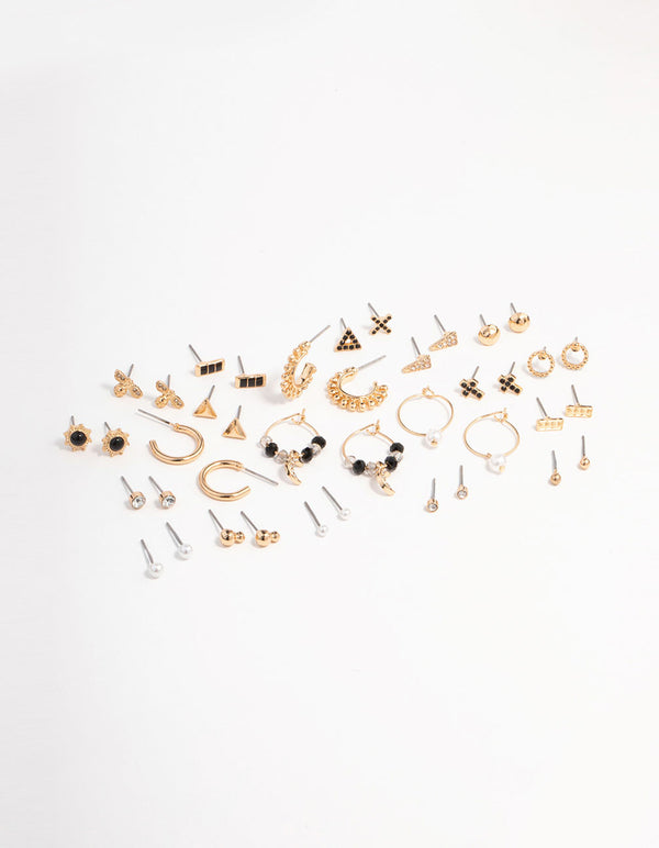 Gold Mixed Stud Earring Pack
